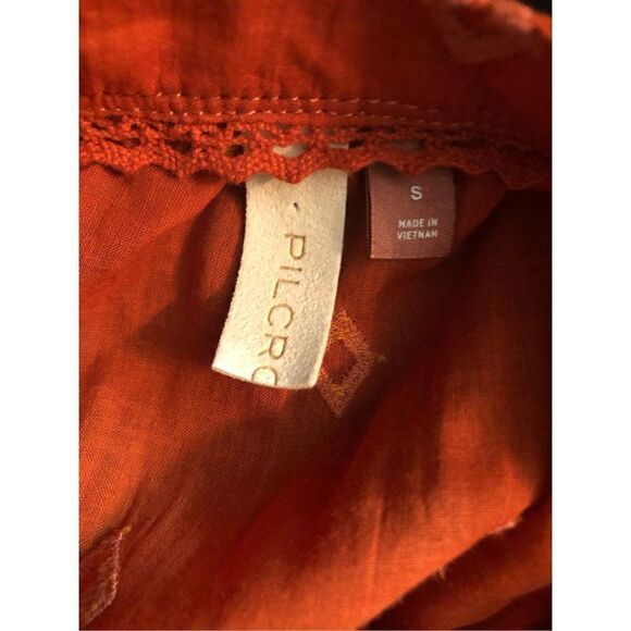 Anthropologie Pilcro harvest orange tiered tunic with metal button accents down - Picture 15 of 16